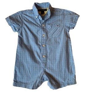 Tommy Hilfiger light blue plaid romper Size 3-6 Months